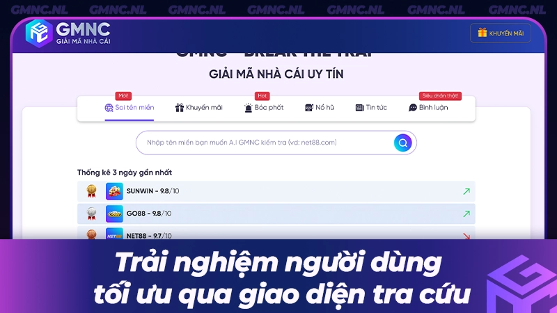 Giao diện tra cứu thông minh, tối ưu cho người dùng